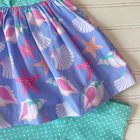 ELEANOR ROSE VGUC Seashell Tunic Dress Ruffle Shorts Set - Picture 2 of 5